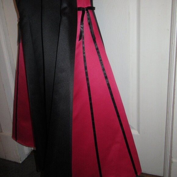 Gunne Sax Trumpet Dress Mermaid Gown Rose Red Black 5/6 Jessica McClintock Bows - Picture 13 of 16